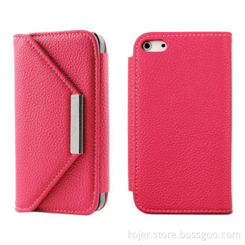 Book Style Leather Cellphone Case for iPhone 5, Magnetic Flap on Top, OEM Orders Welcomed
